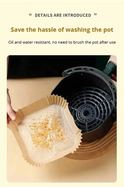 50 قطعة من ورق المقلاة الهوائية القابل للاستخدام مرة واحدة، ورق غير لاصق للخبز، بطانات ورق المقلاة الهوائية المستديرة، ملحقات ورقية للمطبخ