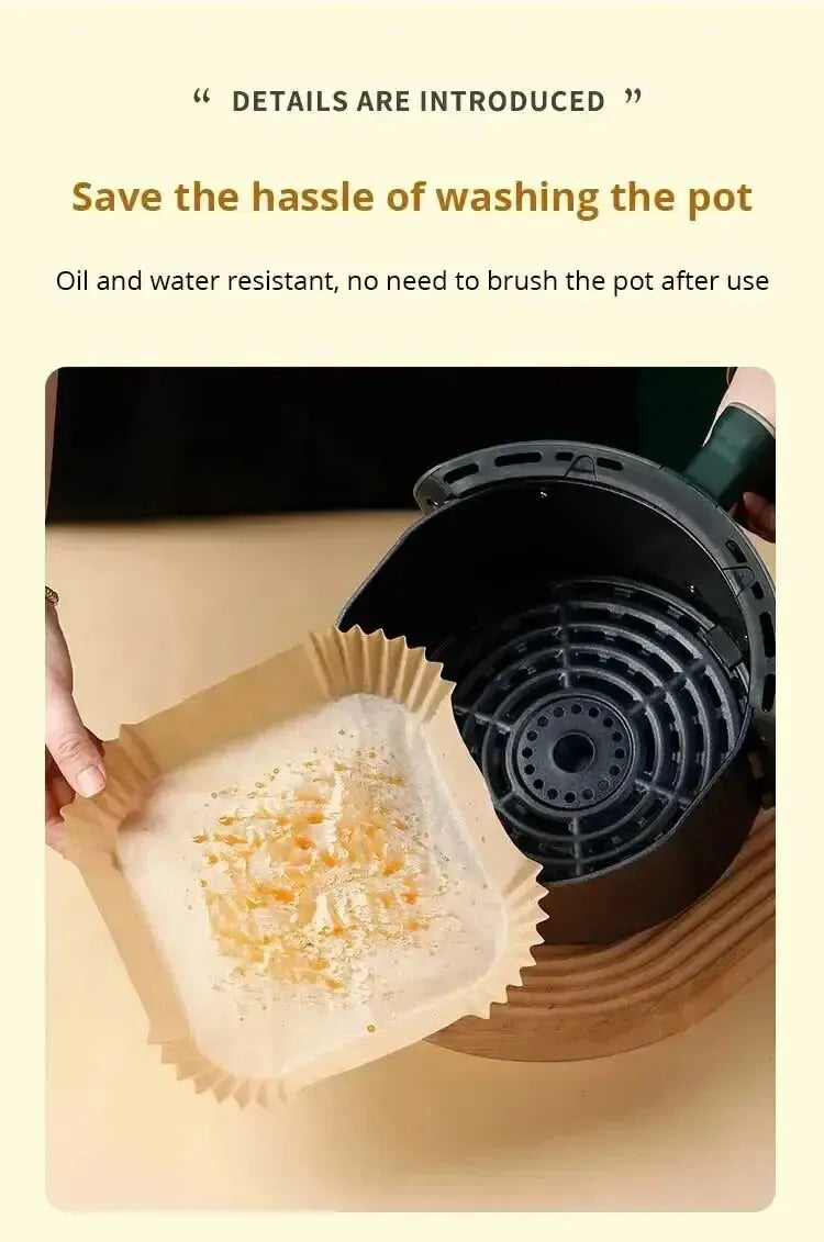 50 قطعة من ورق المقلاة الهوائية القابل للاستخدام مرة واحدة، ورق غير لاصق للخبز، بطانات ورق المقلاة الهوائية المستديرة، ملحقات ورقية للمطبخ