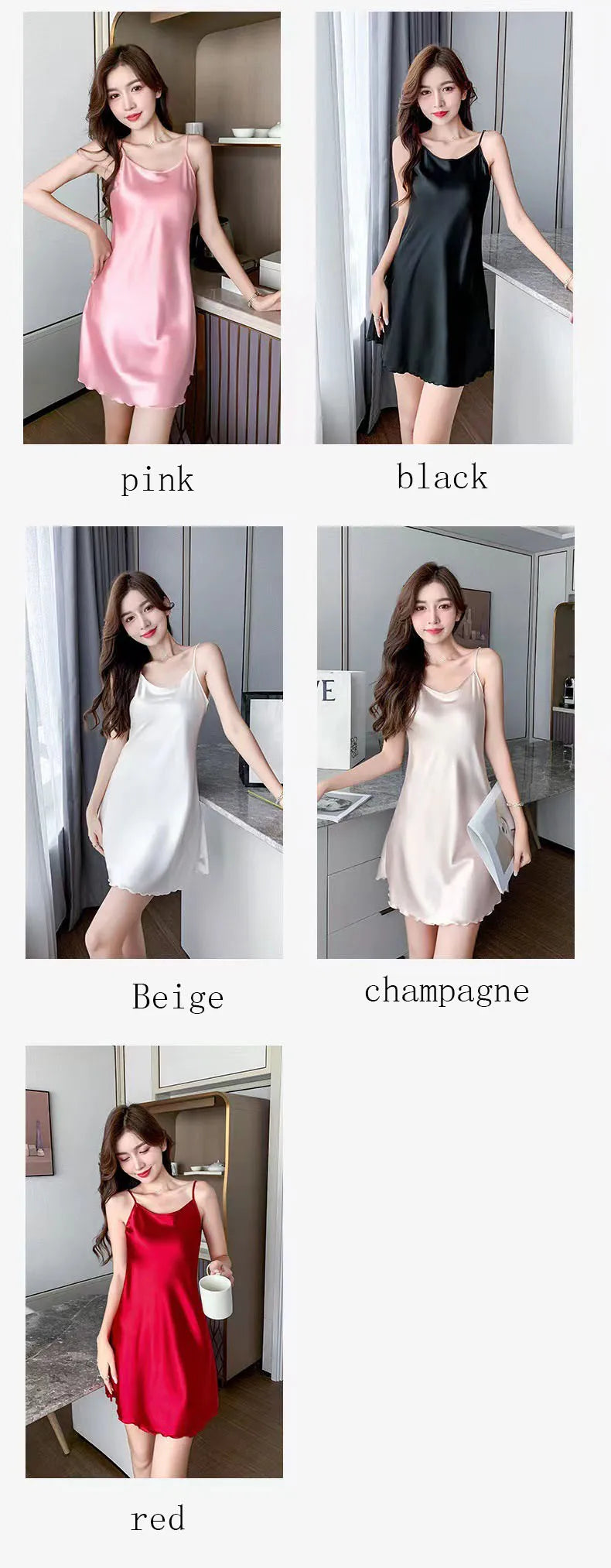 قمصان نوم حرير نسائية مثيرة، ملابس نوم صيفية، بيجامات، فستان بدون ظهر، ملابس نوم مريحة، ملابس نوم نسائية