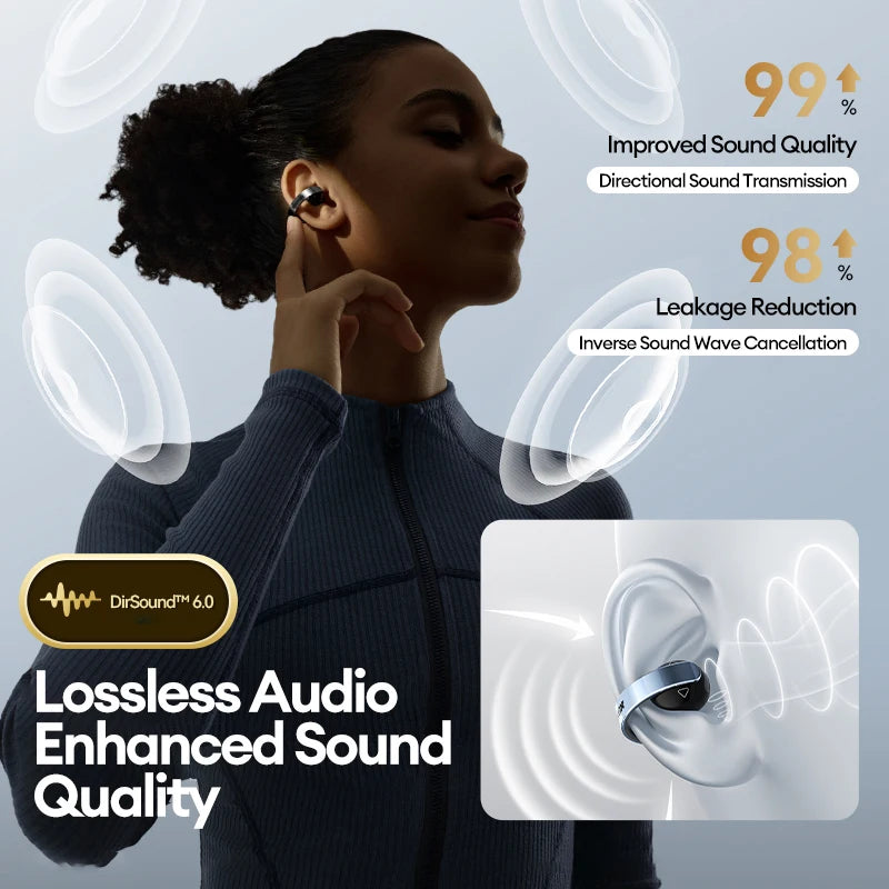 سماعة لينوفو LP25 OWS بلوتوث 5.4 لاسلكية، عمر بطارية طويل، سماعة رأس للألعاب مزودة بخاصية إلغاء الضوضاء، ستيريو عالي الدقة مع ميكروفون