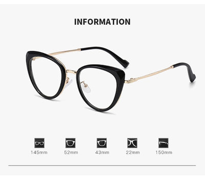 نظارات قصر النظر العصرية ذات التصميم المعدني على شكل عين القطة، غير عاكسة للضوء، متغيرة اللون، مضادة لقصر النظر، 038