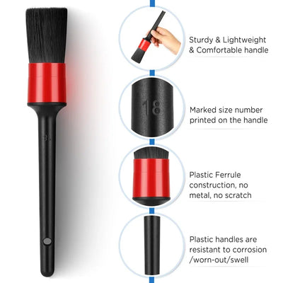 مجموعة فرش تنظيف السيارات من 5 قطع، فرش تنظيف غبار السيارات الداخلية، مجموعة فرش تنظيف جنوط العجلات، أدوات تنظيف