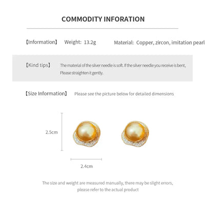 أقراط أذن دائرية مجوفة من الزركون للنساء، أقراط أذن فريدة غير منتظمة من اللؤلؤ الصناعي، مناسبة لحفلات الزفاف M1