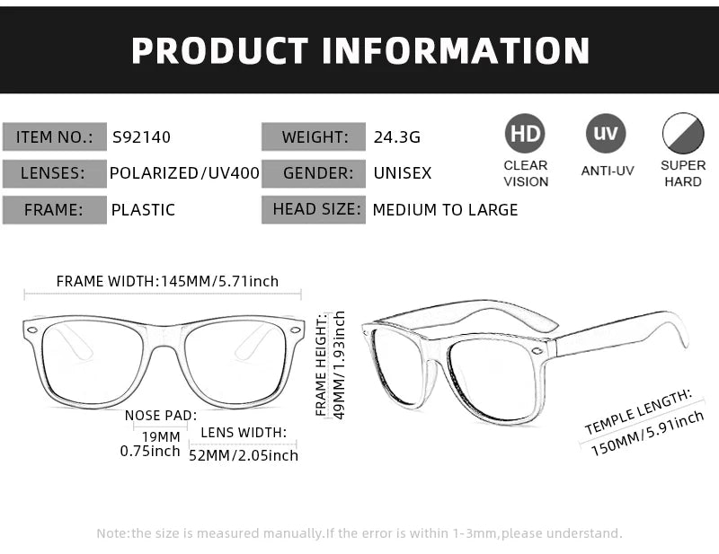 نظارات شمسية كلاسيكية مربعة مستقطبة للرجال والنساء، نظارات شمسية سوداء عتيقة، نظارات شمسية صيفية مضادة للوهج للقيادة