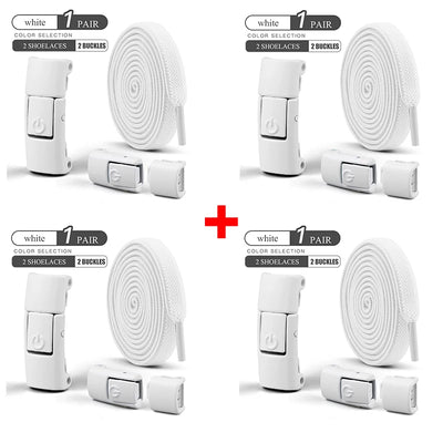 أربطة أحذية بدون رباط مقاس 8 مم، أربطة أحذية بقفل ضاغط بدون رباط، أربطة مرنة للأحذية الرياضية للأطفال والكبار، أربطة أحذية مسطحة واسعة للأحذية