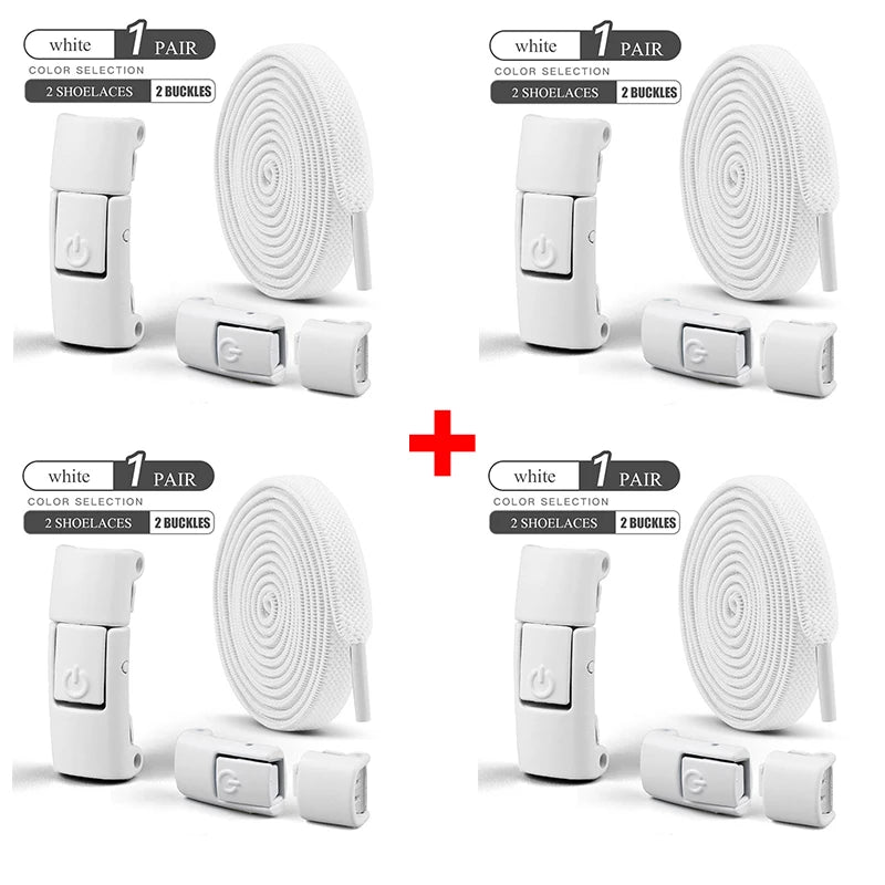 أربطة أحذية بدون رباط مقاس 8 مم، أربطة أحذية بقفل ضاغط بدون رباط، أربطة مرنة للأحذية الرياضية للأطفال والكبار، أربطة أحذية مسطحة واسعة للأحذية