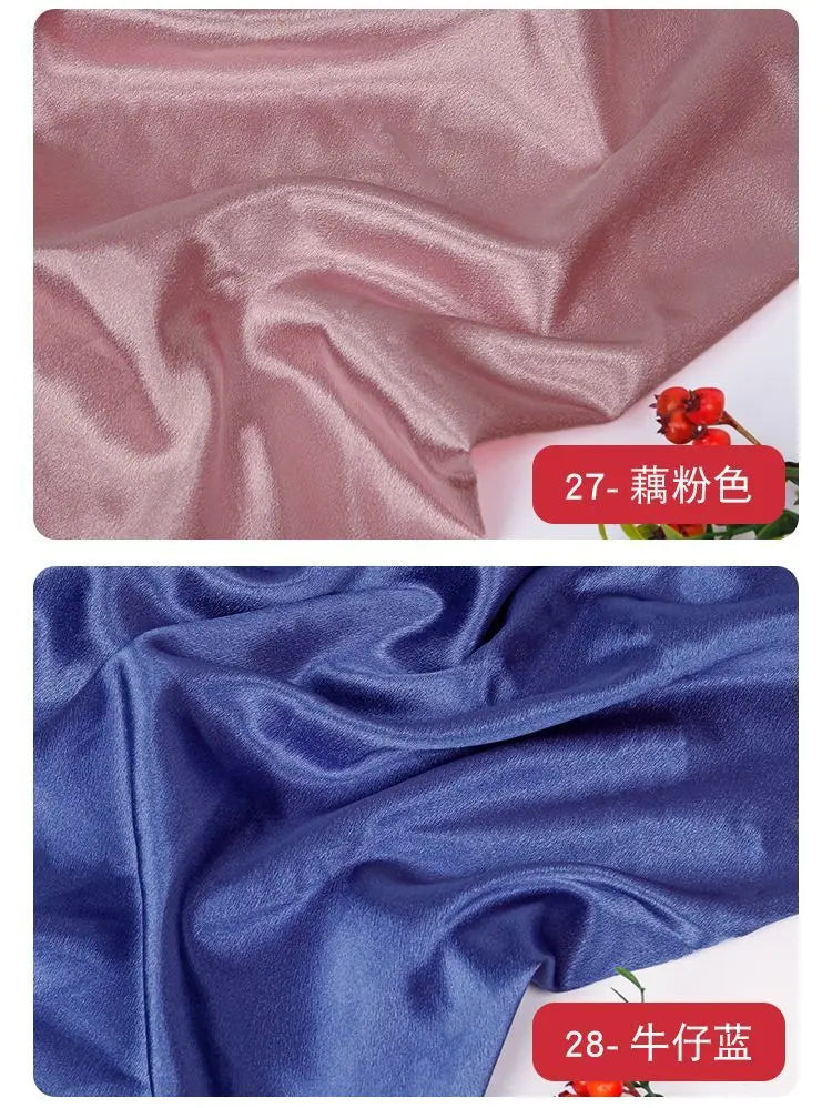 قماش ساتان كريستالي لامع سميك وثقيل بالمتر للملابس والفساتين وديكورات هانفو وقماش الخياطة اليدوي بلون أزرق سادة ومضاد للتجاعيد