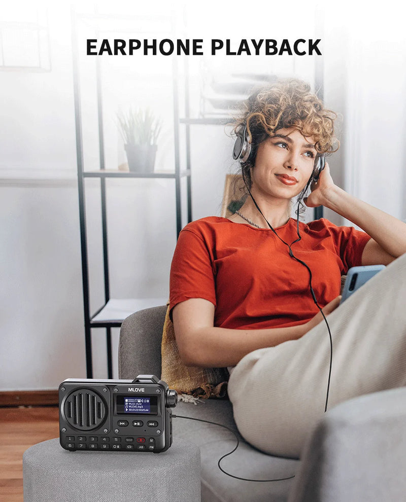 مكبر صوت بلوتوث محمول للغاية MLOVE BV800 مع راديو FM وشاشة عرض LCD وهوائي ومدخل AUX وقرص USB وبطاقة TF ومشغل MP3