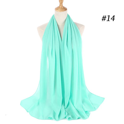 Muslim Chiffon Hijab Women Bubble Chiffon Scarf For Women Ladies Veil Muslim Islam Solid Color Malaysia Musulman Wrap Scarves