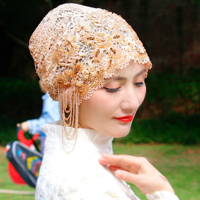 حجابات نسائية مسلمة مطرزة بالخرز الأسود، قبعات صلاة عيد رمضان، قبعات حفلات مسائية فاخرة، قبعات كوفية، عمامة، أوشحة إسلامية