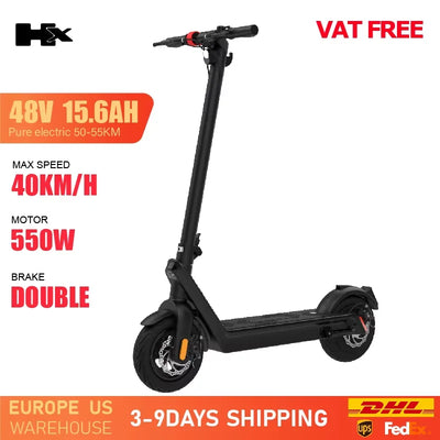 سكوتر كهربائي للبالغين HUANCI X9، 15.6 أمبير/ساعة، 550 واط، 48 فولت، 40 كم/ساعة، سكوتر كهربائي قابل للطي، 10 بوصات، لوح تزلج كهربائي