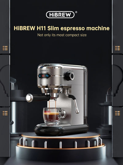 ماكينة صنع قهوة HiBREW Cafetera 20 بار من الفولاذ المقاوم للصدأ شبه أوتوماتيكية فائقة النحافة ESE POD &amp; مسحوق ماكينة صنع قهوة اسبريسو وكابتشينو بالماء الساخن H11