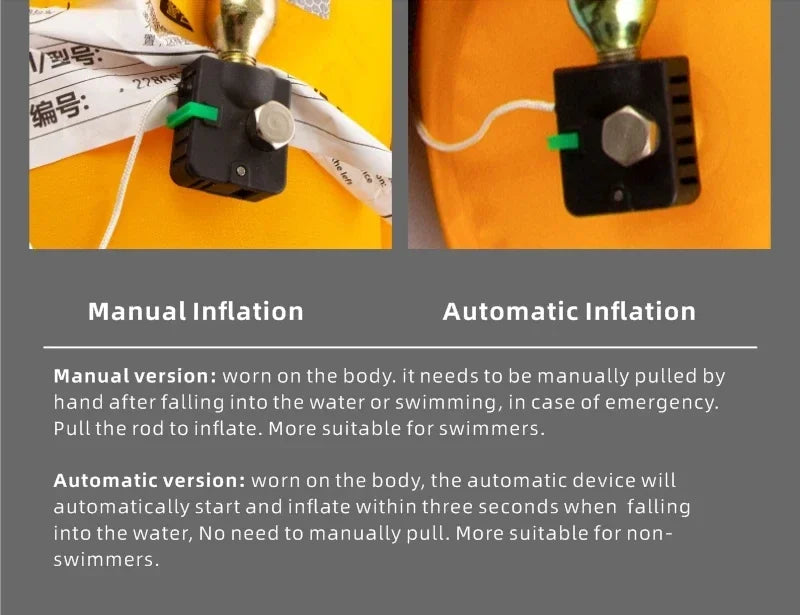 سترات نجاة جديدة ذاتية النفخ، سترات نجاة يدوية للقوارب، سترات نجاة للبالغين 150 نيوتن للرياضات المائية وصيد الأسماك والتجديف وملحقاتها
