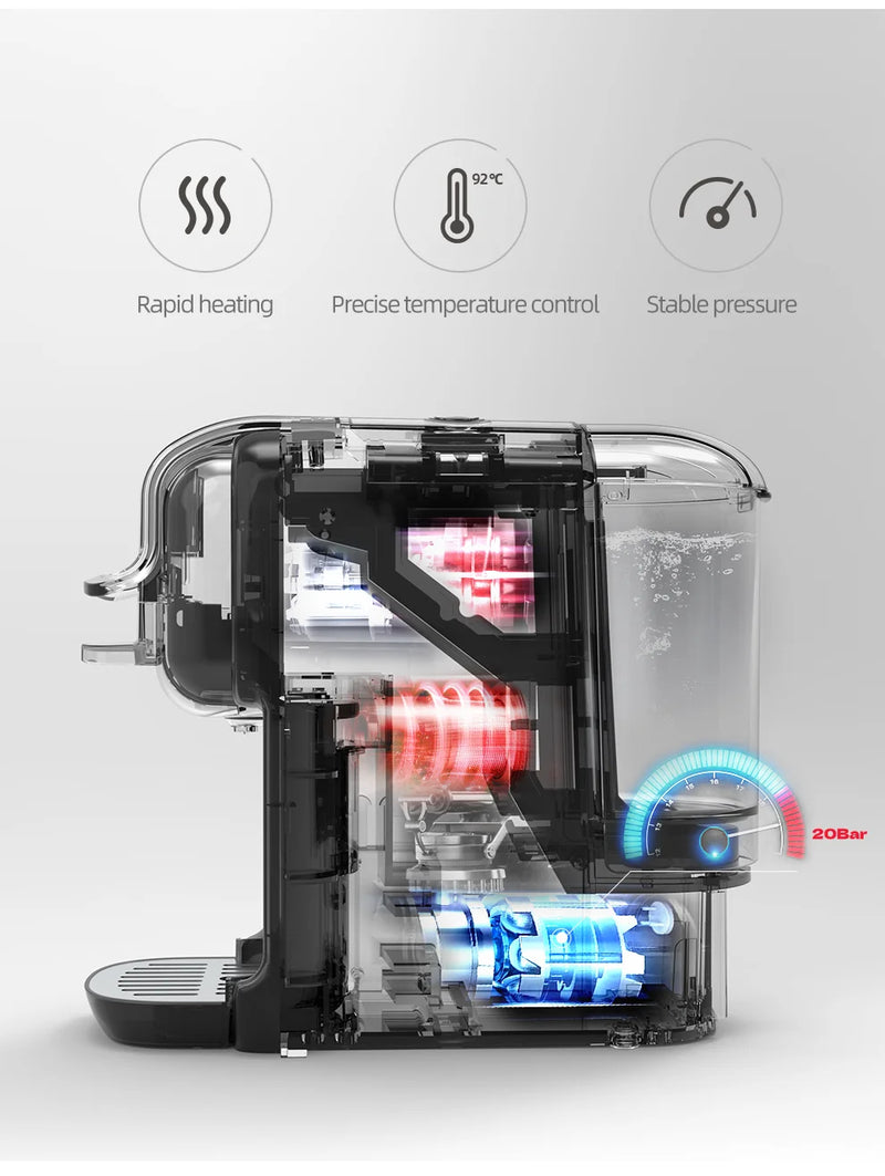 آلة صنع القهوة متعددة الكبسولات من HiBREW 5 في 1، ساخنة/باردة، كابتشينو DG، كبسولات صغيرة، قهوة مطحونة، كافتيريا، 20 بار، H2B