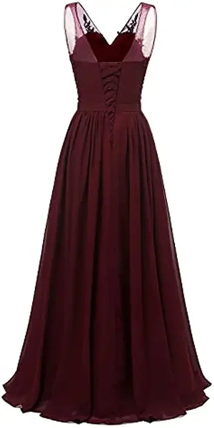 فساتين وصيفات العروس من الشيفون باللون الفيروزي بفتحة على شكل حرف V، طويلة من الدانتيل، مطرزة بالخرز، فساتين سهرة رسمية، توصيل مجاني، ضيف، حفل زفاف