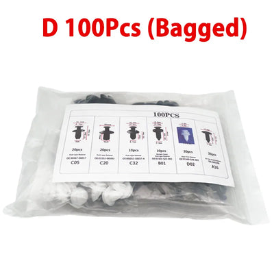 مشبك تثبيت تلقائي لهيكل السيارة المختلط ودبوس تثبيت الدفع ودبوس البرشام ودبوس المصد ولوحة زخرفة الباب ومجموعة مثبتات السيارة في صندوق أو كيس للتعبئة