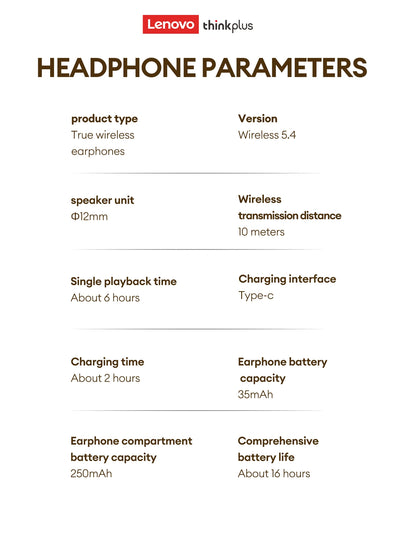 سماعة لينوفو LP25 OWS بلوتوث 5.4 لاسلكية، عمر بطارية طويل، سماعة رأس للألعاب مزودة بخاصية إلغاء الضوضاء، ستيريو عالي الدقة مع ميكروفون