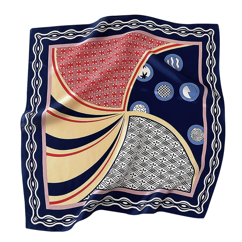 وشاح مربع نسائي من حرير التوت الخالص 100% مطبوع عليه رباط رأس ووشاح فاخر لزينة الشعر النسائية وأوشحة باندانا نسائية 53 سم