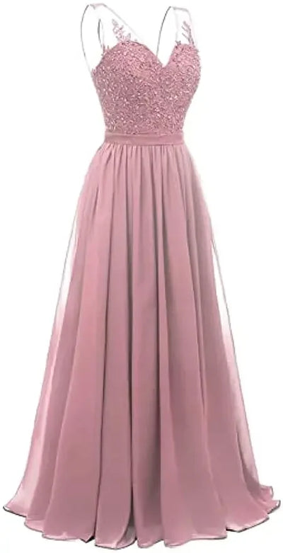 فساتين وصيفات العروس من الشيفون باللون الفيروزي بفتحة على شكل حرف V، طويلة من الدانتيل، مطرزة بالخرز، فساتين سهرة رسمية، توصيل مجاني، ضيف، حفل زفاف