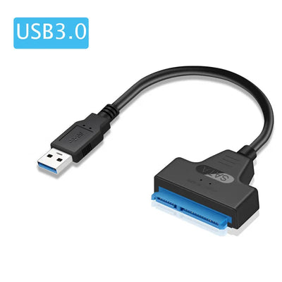 كابل SATA إلى USB 3.0 / 2.0 بسرعة تصل إلى 6 جيجابت في الثانية لمحركات الأقراص الصلبة الخارجية SSD مقاس 2.5 بوصة، محول SATA 3 22 دبوسًا، كابل USB 3.0 إلى Sata III