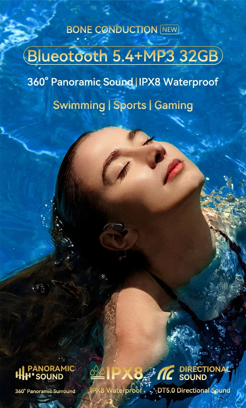 سماعات أذن شاومي ميجيا للتوصيل العظمي IPX8 مقاومة للماء للسباحة وبلوتوث 5.4 وسماعات رأس رياضية لاسلكية MP3 وذاكرة وصول عشوائي 32 جيجابايت