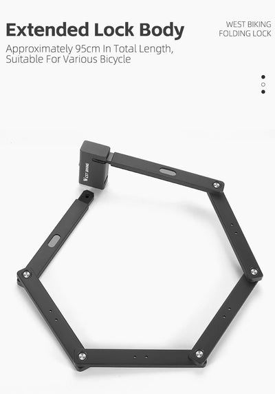 قفل دراجة محمول قابل للطي من ويست بايكينج، قفل أمان متين مضاد للسرقة، قفل دراجة كهربائية، ملحقات دراجات الطرق الجبلية