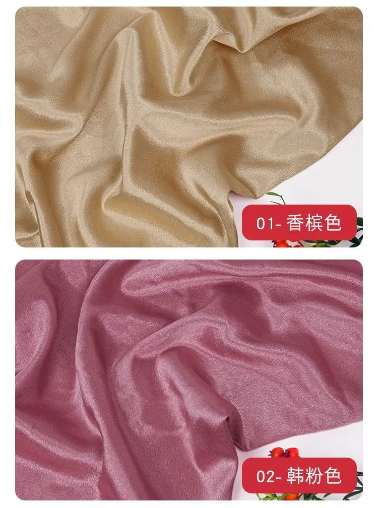 قماش ساتان كريستالي لامع سميك وثقيل بالمتر للملابس والفساتين وديكورات هانفو وقماش الخياطة اليدوي بلون أزرق سادة ومضاد للتجاعيد