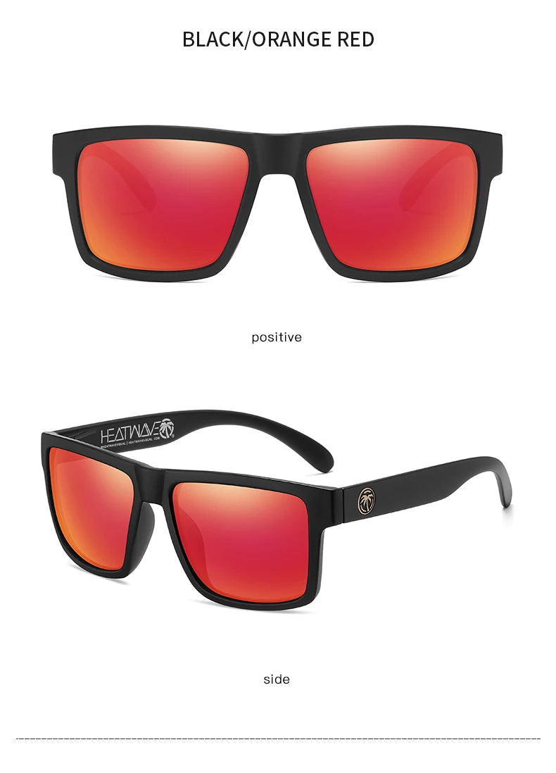 نظارات شمسية جديدة عالية الجودة فاخرة من Heat Wave موديل 2024، نظارات شمسية مستقطبة مربعة العدسات متصلة للنساء والرجال، نظارات شمسية UV400