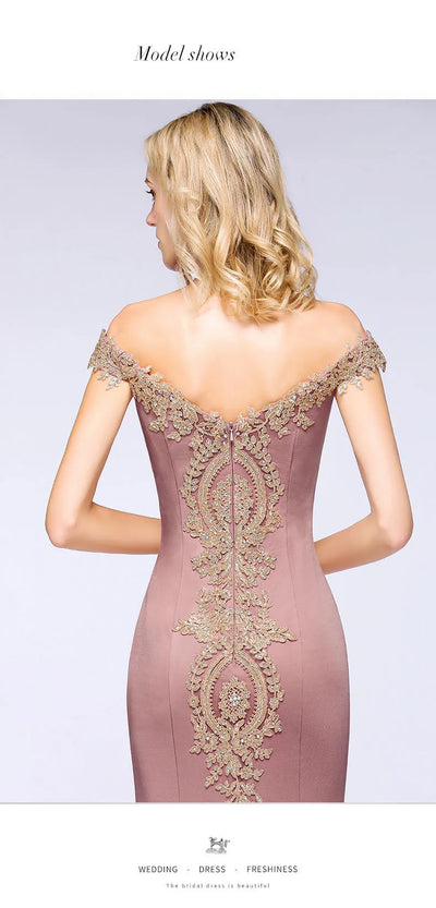 فساتين وصيفات العروس مثيرة مزينة بالذهب اللامع للنساء بدون أكتاف حورية البحر طويلة على شكل حرف A لحفلات الزفاف والضيوف