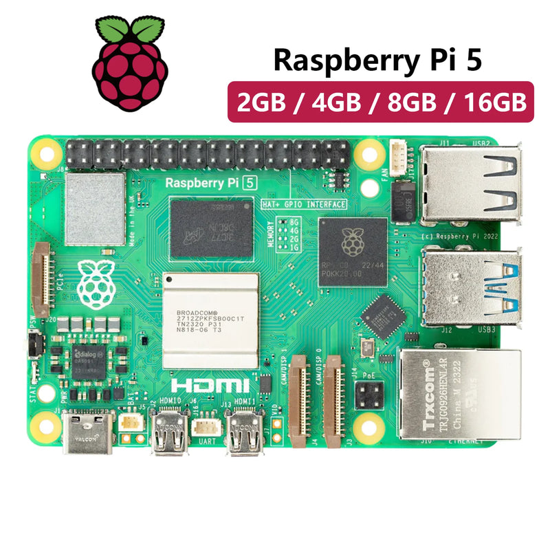 جهاز Raspberry Pi 5 الرسمي بسعة 16 جيجابايت و8 جيجابايت و2 جيجابايت و4 جيجابايت وجهاز كمبيوتر محمول صغير ومعالج BCM2712 ولوحة تطوير Raspberry Pi Bluebooth 5.0