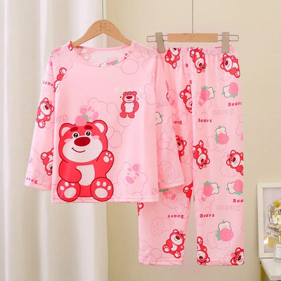 طقم بيجامات أطفال من قطعتين من الرسوم المتحركة بتصميم كرايون شين تشان بأكمام طويلة وبنطلون للبنات الصغار، ملابس نوم فضفاضة ولطيفة