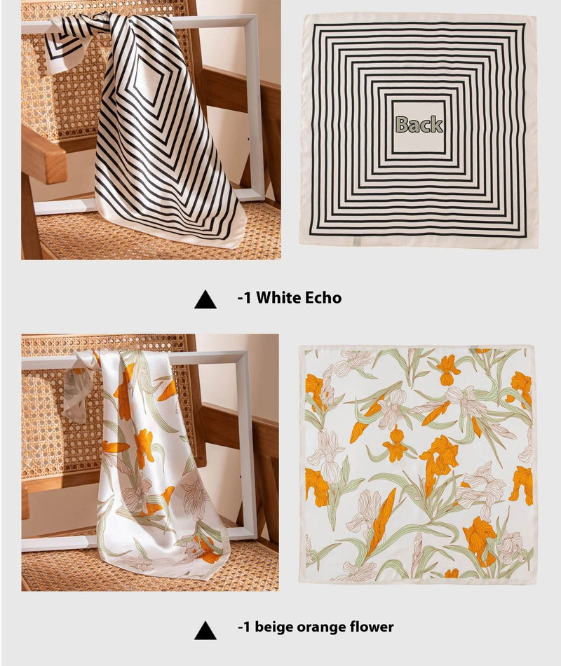 وشاح حريري مربع فاخر مطبوع باللون الأصفر بتصميم ريترو جديد لعام 2025 مصنوع من حرير التوت بنسبة 100% من فور سيزونز