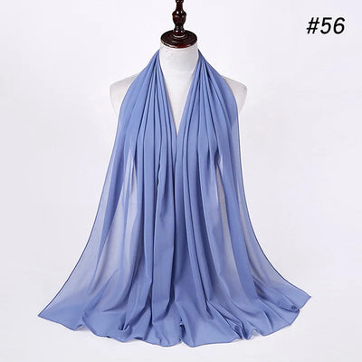 Muslim Chiffon Hijab Women Bubble Chiffon Scarf For Women Ladies Veil Muslim Islam Solid Color Malaysia Musulman Wrap Scarves
