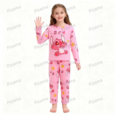 طقم بيجامات كورومي الكرتونية للأطفال - ملابس نوم بأكمام طويلة للبنات - بيجامات سانريو لطيفة ومريحة للأطفال البنات - ملابس منزلية