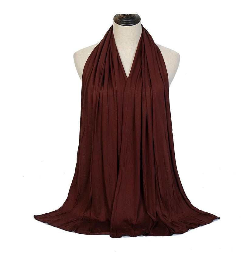 وشاح حجاب من القطن المودال جيرسي، شال إسلامي طويل، سادة وناعم، ربطة عمامة، أغطية رأس للنساء، عصابة رأس أفريقية 170×60 سم