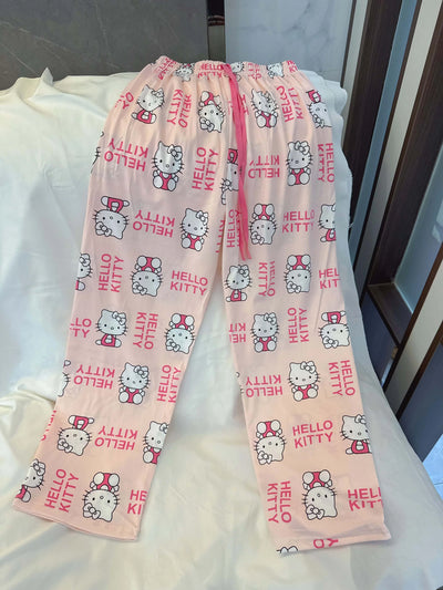 بنطال بيجاما هالو كيتي ربيع وخريف ٢٠٢٥ | ملابس نوم نسائية مريحة ولطيفة