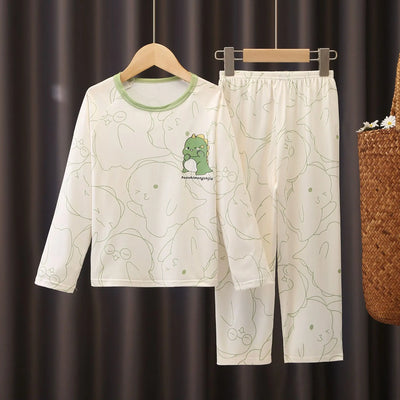 بيجامات بناتي ربيع وخريف بيجامات أطفال بأكمام طويلة ملابس نوم للأطفال برسومات كرتونية ملابس أطفال ملابس أمهات