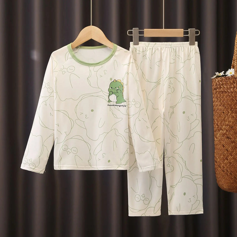 بيجامات بناتي ربيع وخريف بيجامات أطفال بأكمام طويلة ملابس نوم للأطفال برسومات كرتونية ملابس أطفال ملابس أمهات