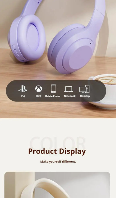 #سماعات رأس لاسلكية بتقنية البلوتوث 5.3 فوق الأذن، سماعات رأس ستيريو عالية الدقة، سماعة رأس رياضية حقيقية للألعاب، مشغل موسيقى TF/AUX مع ميكروفون عالي الدقة، هدايا
