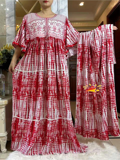 فستان صيفي جديد لعام 2025 عباية إسلامية بأكمام قصيرة وخصر مجمع مزهر فضفاض من بوبو ماكسي إسلامي للنساء ملابس عباية أفريقية