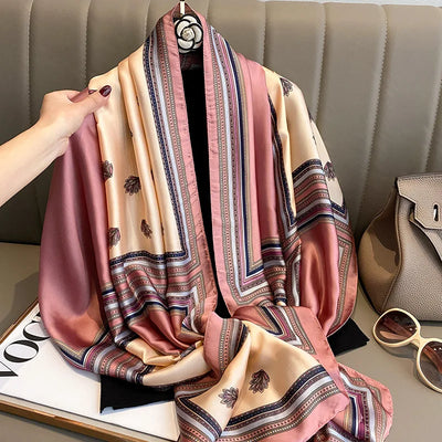 وشاح ربيعي نسائي بتصميم فاخر مصنوع من مادة البوليستر وشاح ناعم وشال ناعم للشاطئ