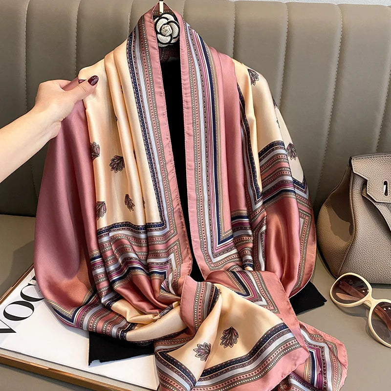 وشاح ربيعي نسائي بتصميم فاخر مصنوع من مادة البوليستر وشاح ناعم وشال ناعم للشاطئ