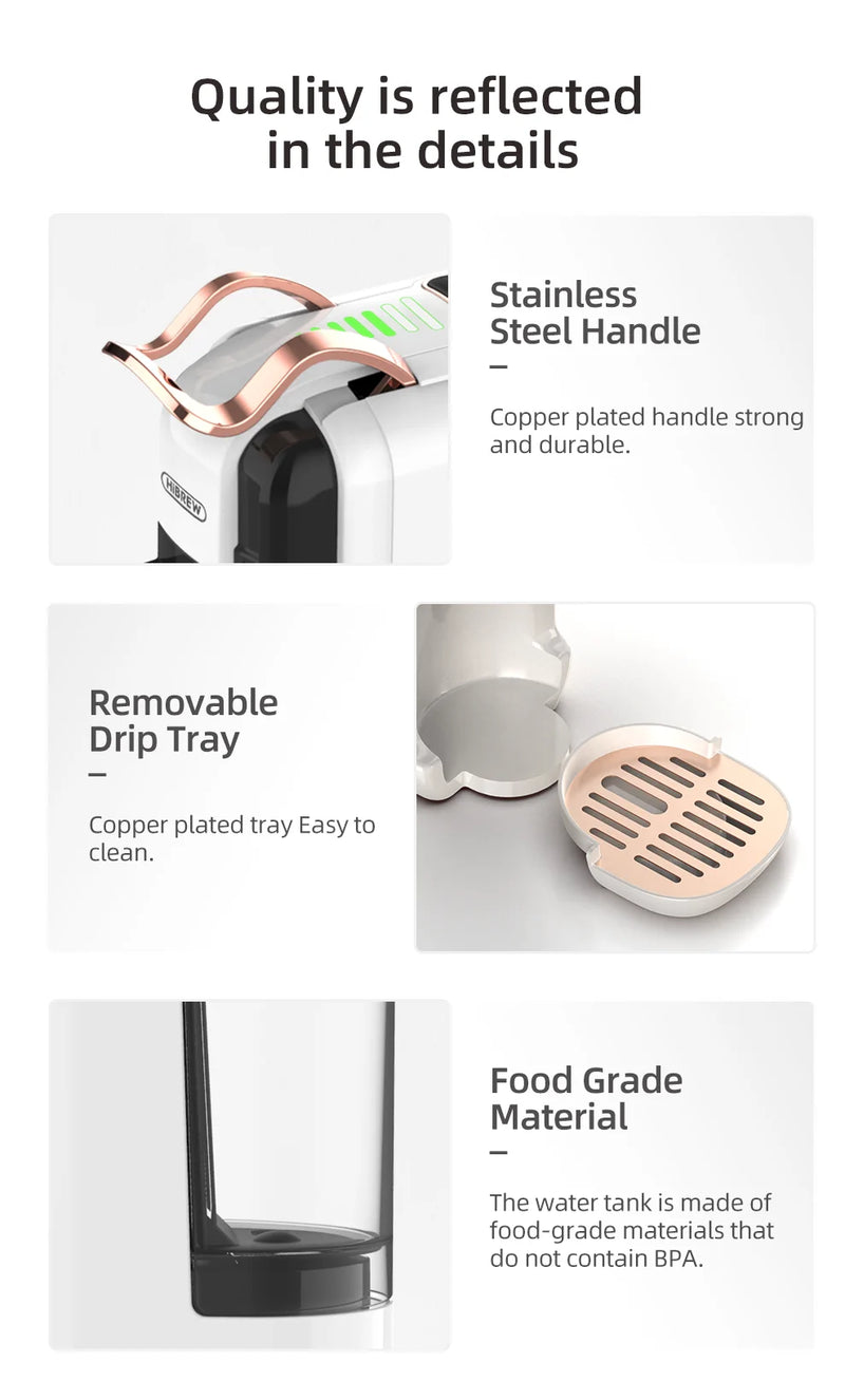 آلة صنع القهوة متعددة الكبسولات من HiBREW 5 في 1، ساخنة/باردة، كابتشينو DG، كبسولات صغيرة، قهوة مطحونة، كافتيريا، 20 بار، H2B