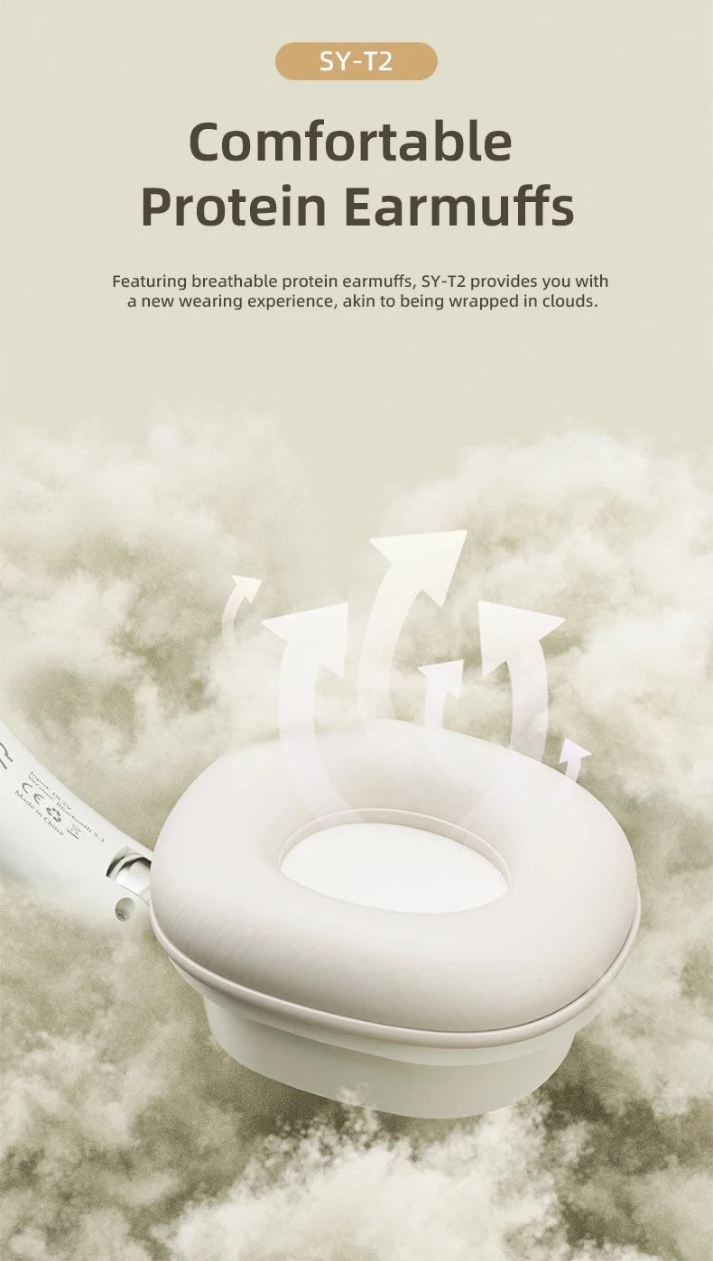 سماعة رأس بلوتوث أصلية SY-T2 عالية الجودة مع ميكروفون لاسلكي لتقليل الضوضاء وسماعات رأس سلكية للاعبين