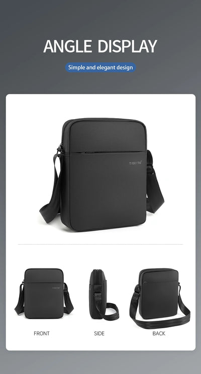 حقائب كتف من Tigernu للرجال، حقائب رسول، حقائب كروسبودي من مادة TPU، حقيبة أنيقة للرجال لأجهزة iPad مقاس 9.7 بوصة، حقيبة سفر صغيرة بحزام