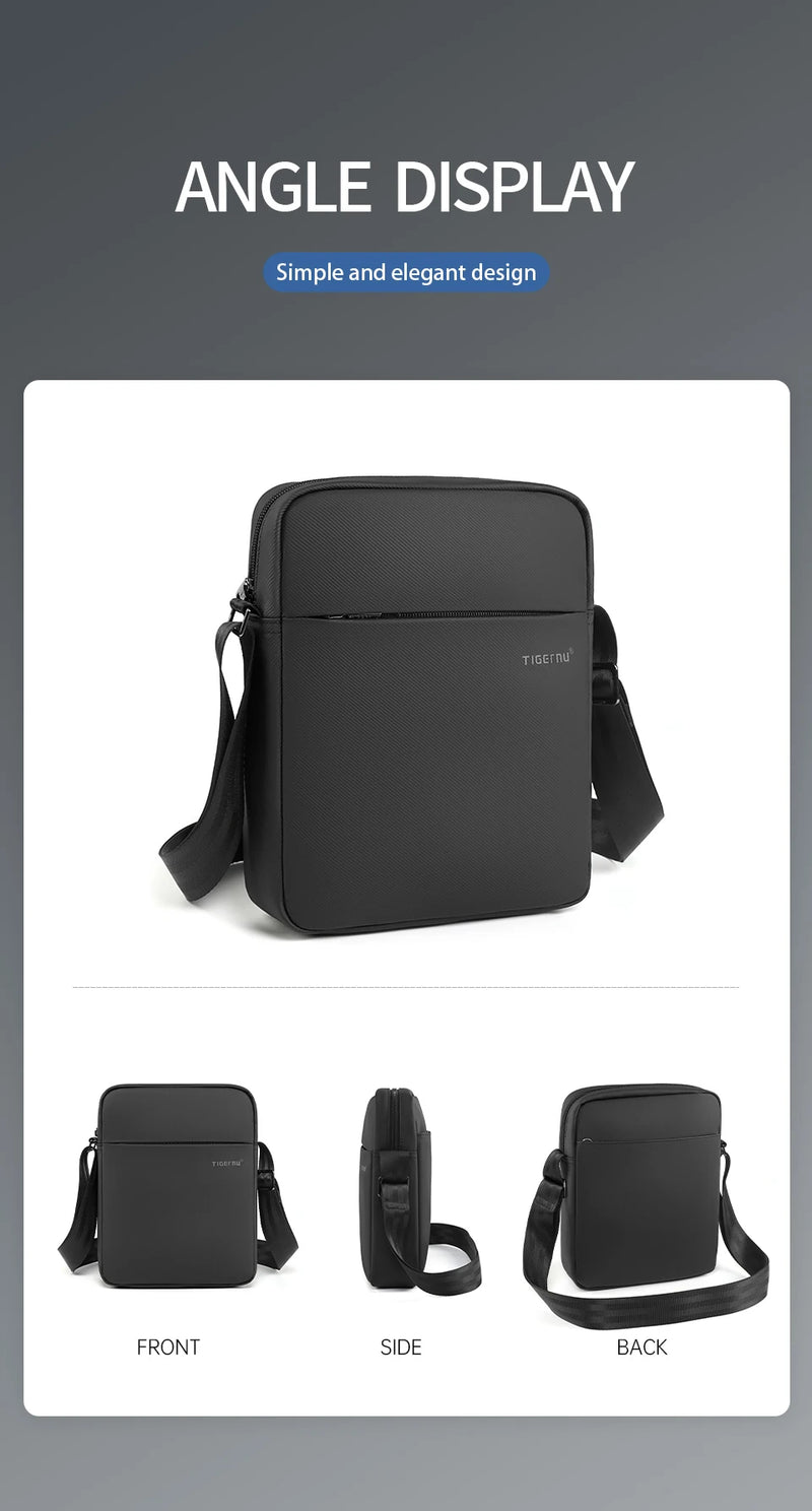 حقائب كتف من Tigernu للرجال، حقائب رسول، حقائب كروسبودي من مادة TPU، حقيبة أنيقة للرجال لأجهزة iPad مقاس 9.7 بوصة، حقيبة سفر صغيرة بحزام