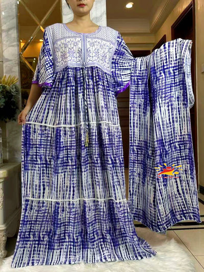 فستان صيفي جديد لعام 2025 عباية إسلامية بأكمام قصيرة وخصر مجمع مزهر فضفاض من بوبو ماكسي إسلامي للنساء ملابس عباية أفريقية