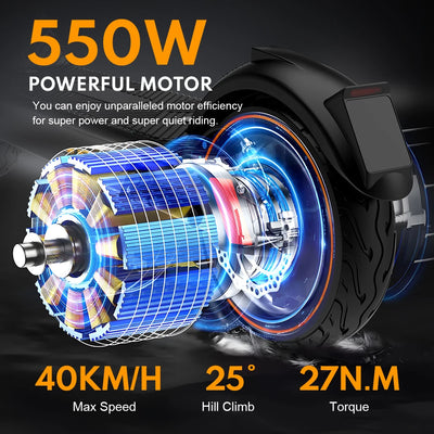 سكوتر كهربائي للبالغين HUANCI X9، 15.6 أمبير/ساعة، 550 واط، 48 فولت، 40 كم/ساعة، سكوتر كهربائي قابل للطي، 10 بوصات، لوح تزلج كهربائي