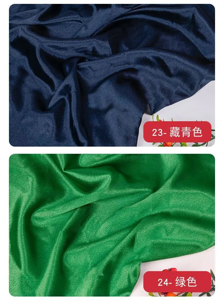 قماش ساتان كريستالي لامع سميك وثقيل بالمتر للملابس والفساتين وديكورات هانفو وقماش الخياطة اليدوي بلون أزرق سادة ومضاد للتجاعيد