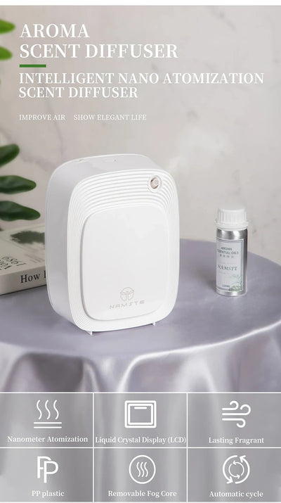 NAMSTE 1000m³ موزع كهربائي للزيوت العطرية، جهاز معطر جو أوتوماتيكي للمنزل، أبيض/أسود